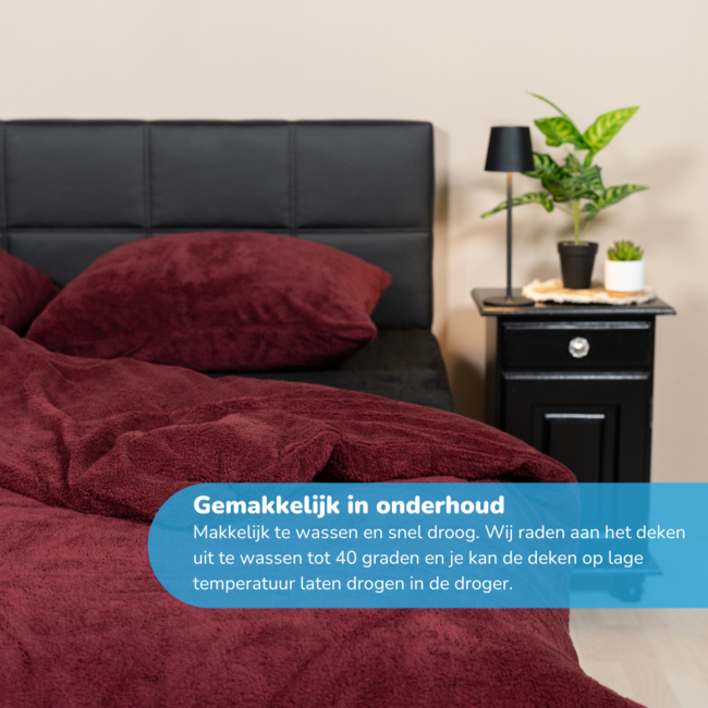 Teddy fleece dekbedovertrek - Wine - 2 kanten teddy