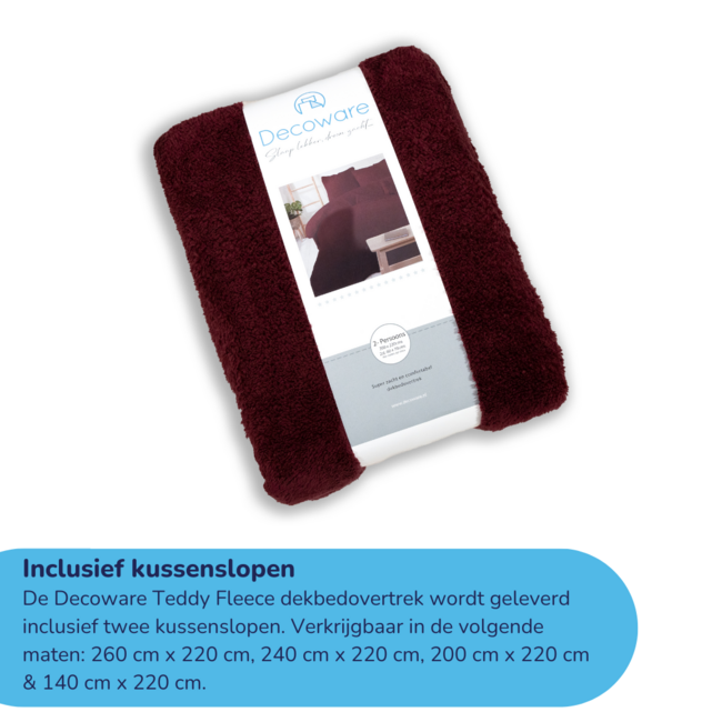 Teddy fleece dekbedovertrek - Wine - 2 kanten teddy