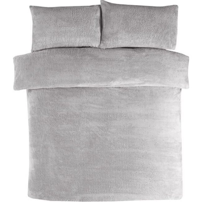 Teddy fleece dekbedovertrek - grijs - 2 kanten teddy