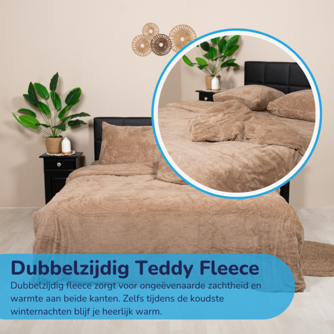 Teddy fleece dekbedovertrek - Mink - 2 kanten teddy