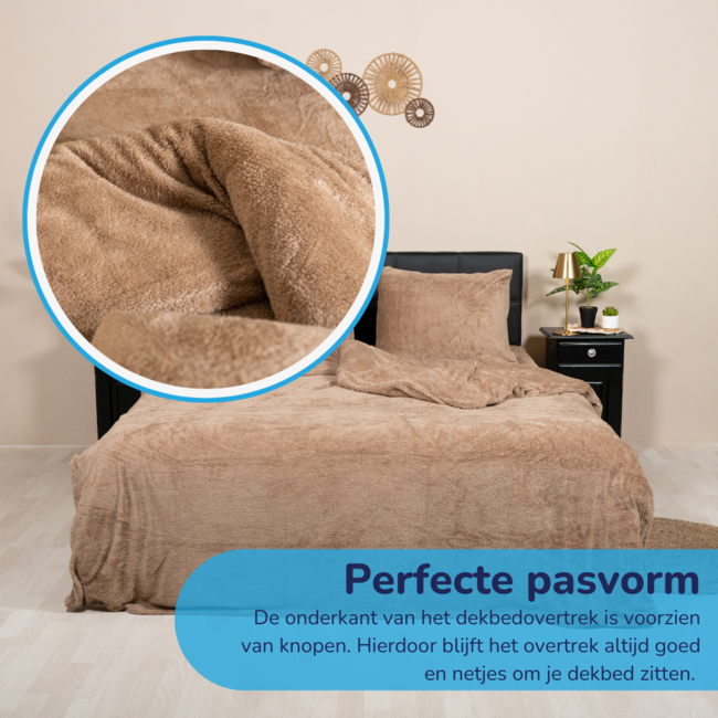 Teddy fleece dekbedovertrek - Mink - 2 kanten teddy