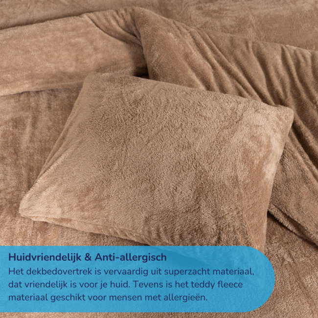 Teddy fleece dekbedovertrek - Mink - 2 kanten teddy