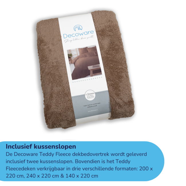 Teddy fleece dekbedovertrek - Mink - 2 kanten teddy
