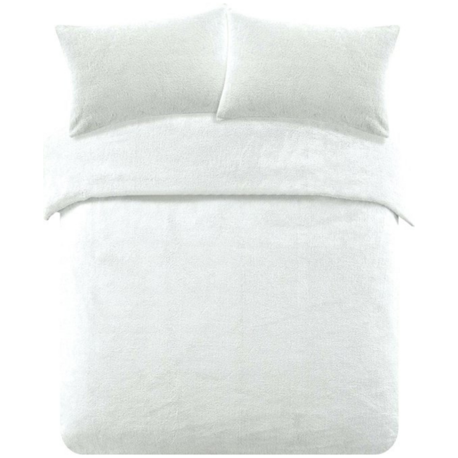 Teddy fleece dekbedovertrek - wit - 2 kanten teddy