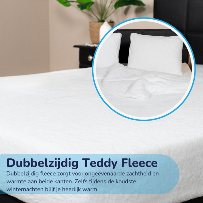 Teddy fleece dekbedovertrek - wit - 2 kanten teddy