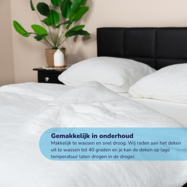 Teddy fleece dekbedovertrek - wit - 2 kanten teddy