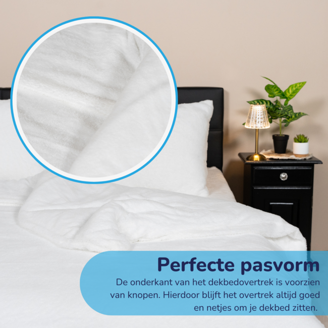 Teddy fleece dekbedovertrek - wit - 2 kanten teddy