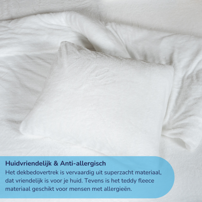 Teddy fleece dekbedovertrek - wit - 2 kanten teddy