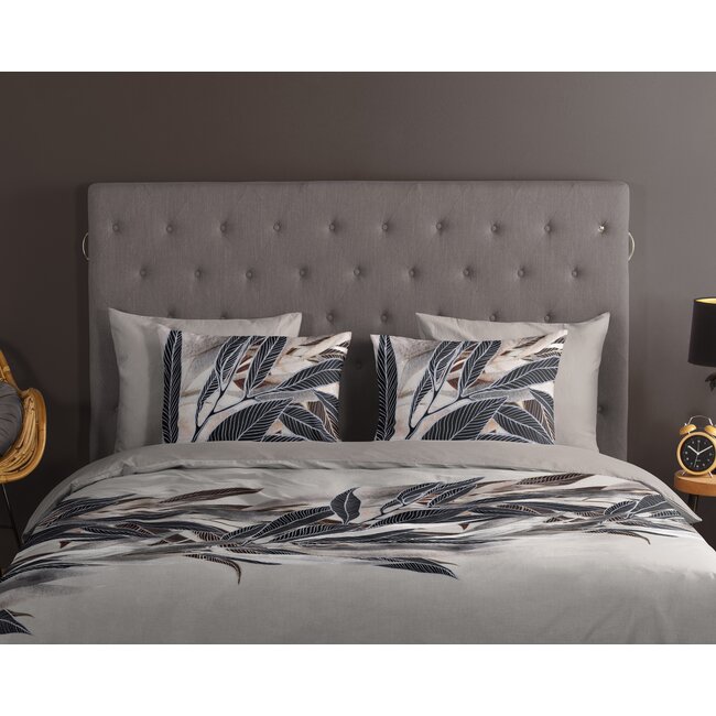 Katoen dekbedovertrek Gisele veren - grijs