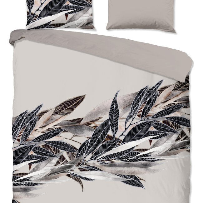 Katoen dekbedovertrek Gisele veren - grijs
