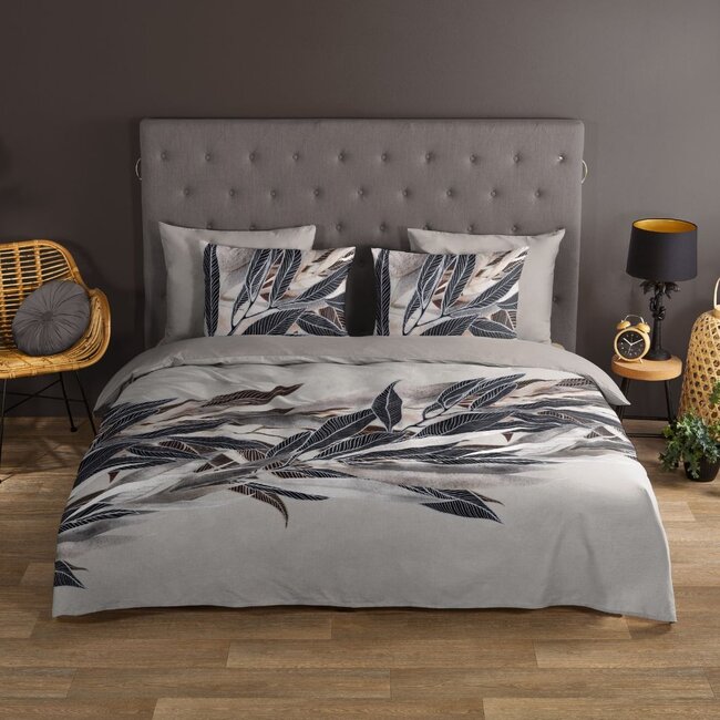 Katoen dekbedovertrek Gisele veren - grijs