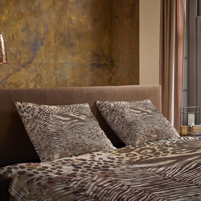 Microvezel dekbedovertrek Skins bruin