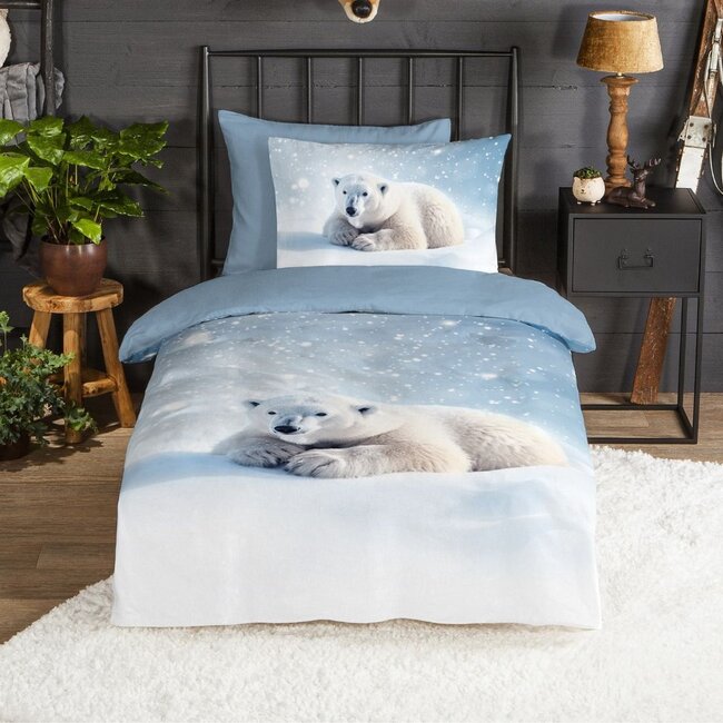 Flanel dekbedovertrek Esben - 140x220 + 60x70 cm