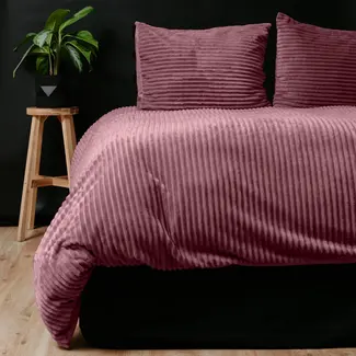 Sleeptime Teddy dekbedovertrek Rib fleece  - oudroze - onderkant microvezel