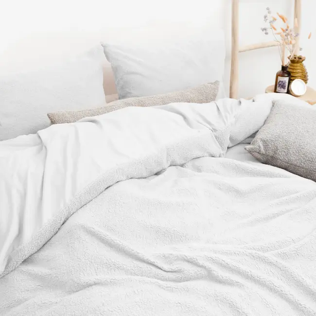 Teddy dekbedovertrek - onderkant katoen - wit