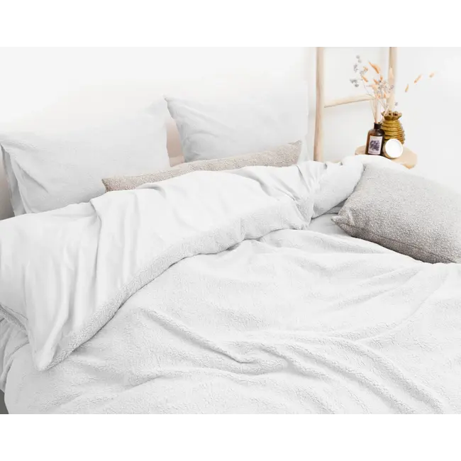 Teddy dekbedovertrek - onderkant katoen - wit