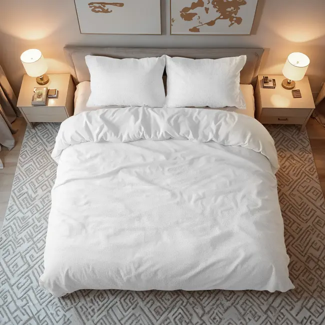 Teddy dekbedovertrek - onderkant katoen - wit