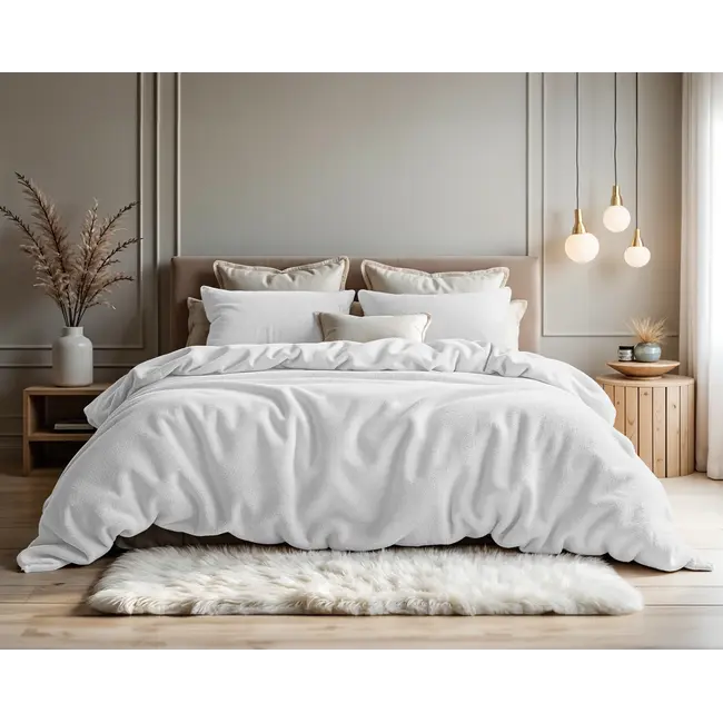 Teddy dekbedovertrek - onderkant katoen - wit