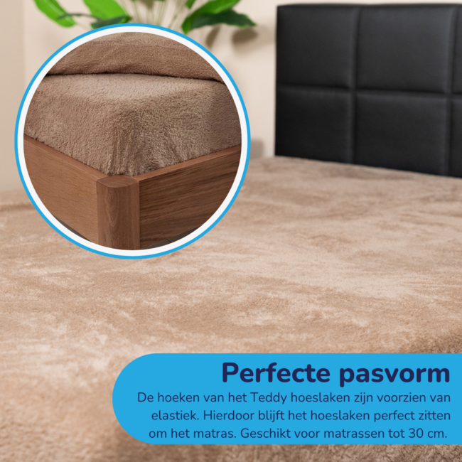 Teddy fleece hoeslaken - mink