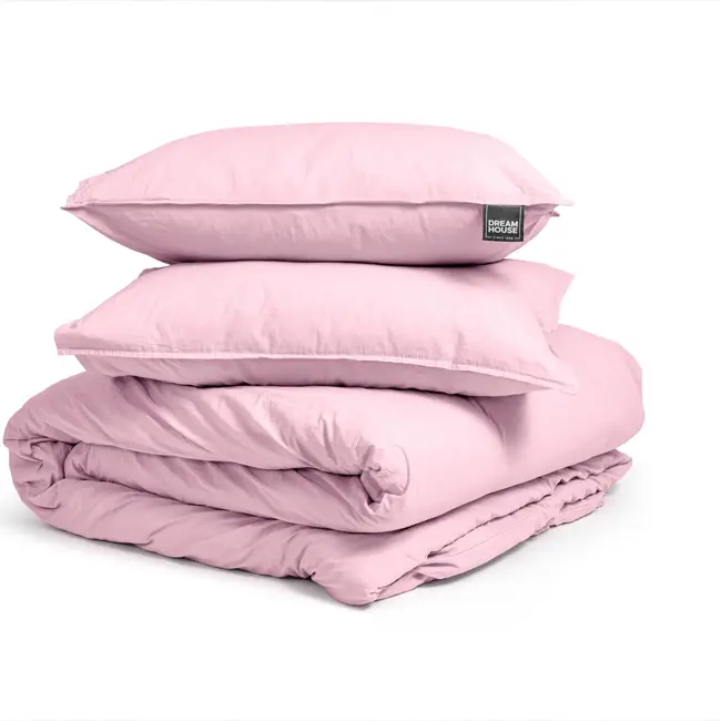 Katoen dekbedovertrek Stone washed - roze