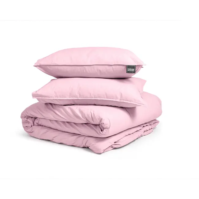 Katoen dekbedovertrek Stone washed - roze