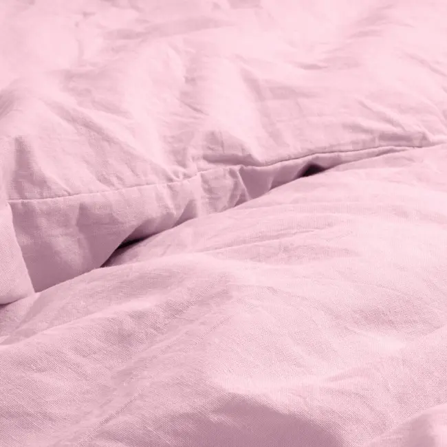 Katoen dekbedovertrek Stone washed - roze