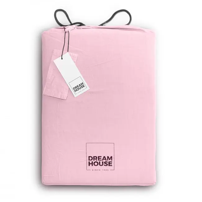 Katoen dekbedovertrek Stone washed - roze