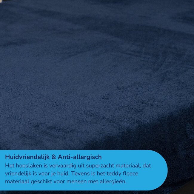 Teddy fleece hoeslaken - navy