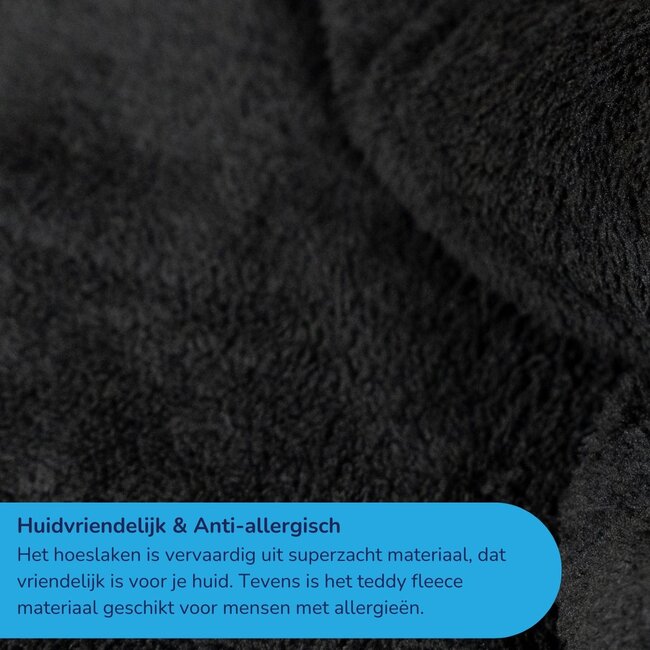 Teddy fleece hoeslaken - zwart