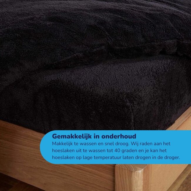 Teddy fleece hoeslaken - zwart