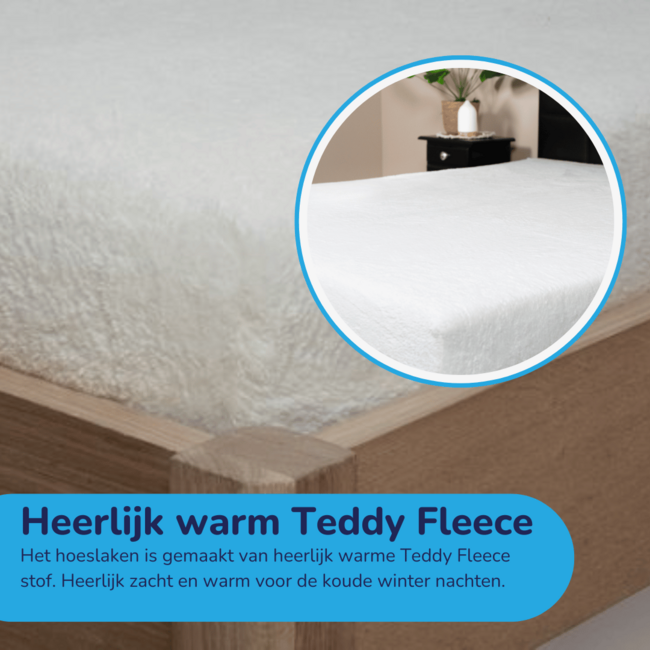 Teddy fleece hoeslaken - wit