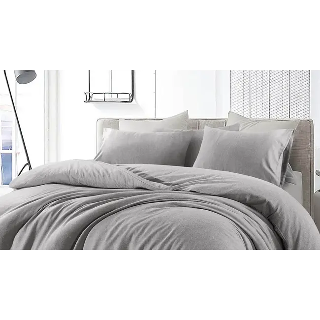 Flanel dekbedovertrek Brienz - grijs