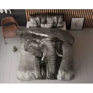 Sleeptime Katoen dekbedovertrek Olifant - antraciet