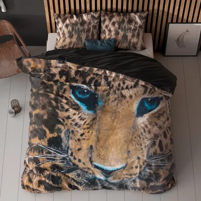 Katoen dekbedovertrek Cheetah - taupe