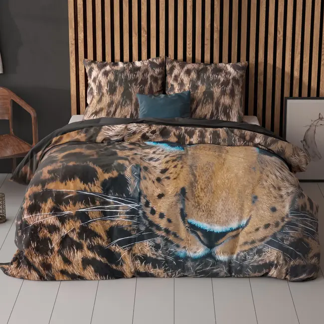Katoen dekbedovertrek Cheetah - taupe