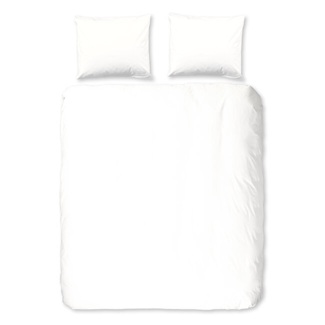 Flanel uni dekbedovertrek - wit