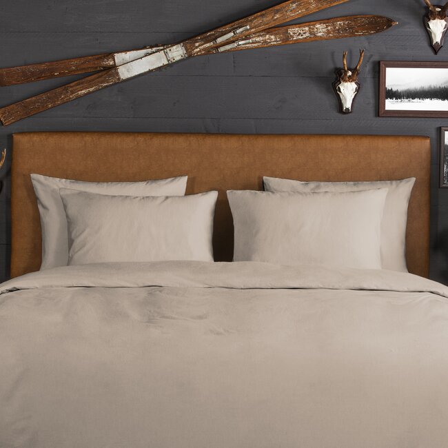 Flanel dekbedovertrek uni - zand