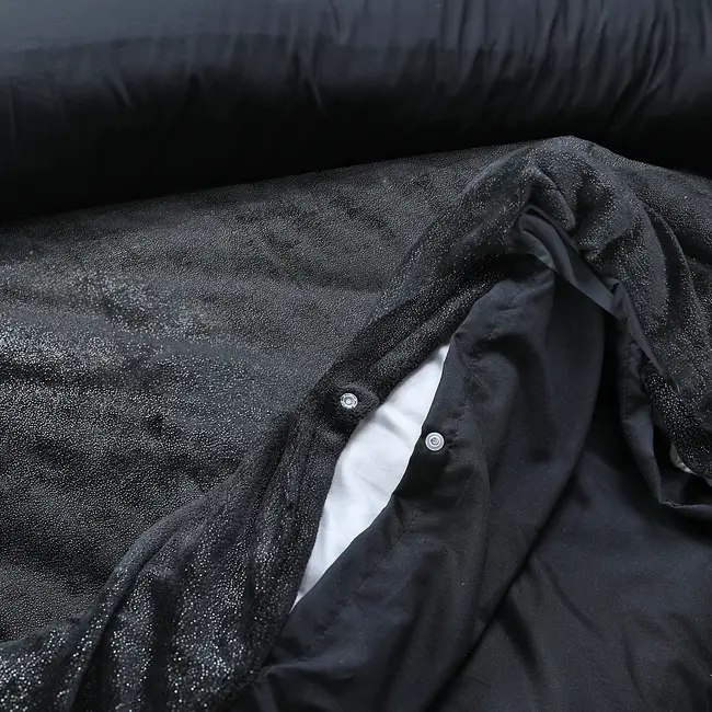 Fleece dekbedovertrek Deco foil zwart - onderkant microvezel