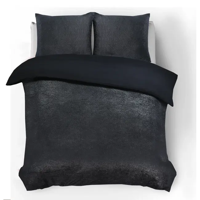Fleece dekbedovertrek Deco foil zwart - onderkant microvezel