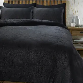 Sleeptime Fleece dekbedovertrek Deco foil zwart - onderkant microvezel