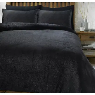 Sleeptime Fleece dekbedovertrek Deco foil zwart - onderkant microvezel