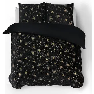 Sleeptime Dekbedovertrek fleece - Stars foil zwart - onderkant microvezel