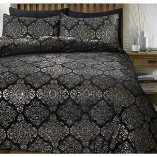 Sleeptime Fleece dekbedovertrek Art foil zwart - onderkant microvezel