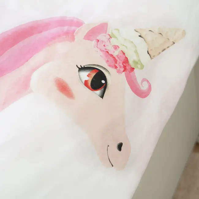 Katoen kinderdekbedovertrek Unicorn roze -  140x220 + 60x70 cm