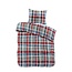 Flanel dekbedovertrek Bazel - blauw, grijs en rode tinten