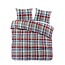 Flanel dekbedovertrek Bazel - blauw, grijs en rode tinten