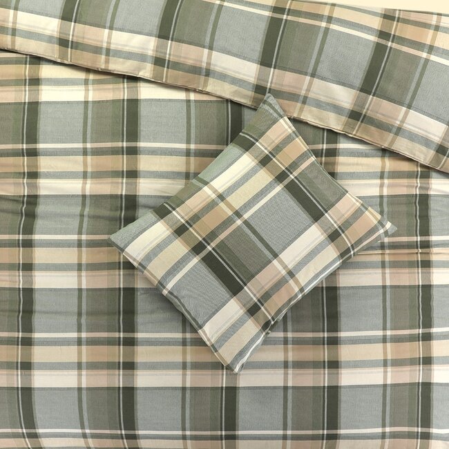 Katoen dekbedovertrek Bram - groen - 1-persoons (140x220 + 60x70cm)