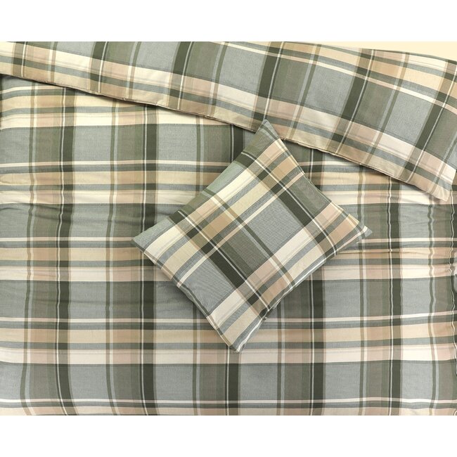 Katoen dekbedovertrek Bram - groen - 1-persoons (140x220 + 60x70cm)