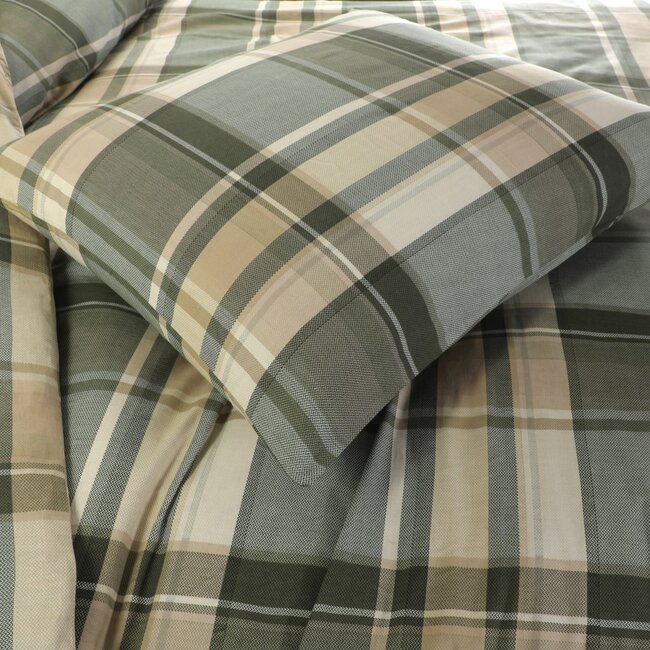 Katoen dekbedovertrek Bram - groen - 1-persoons (140x220 + 60x70cm)