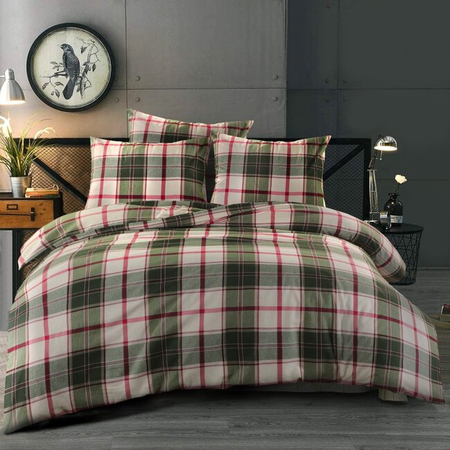 Flanel dekbedovertrek Brixen - rood